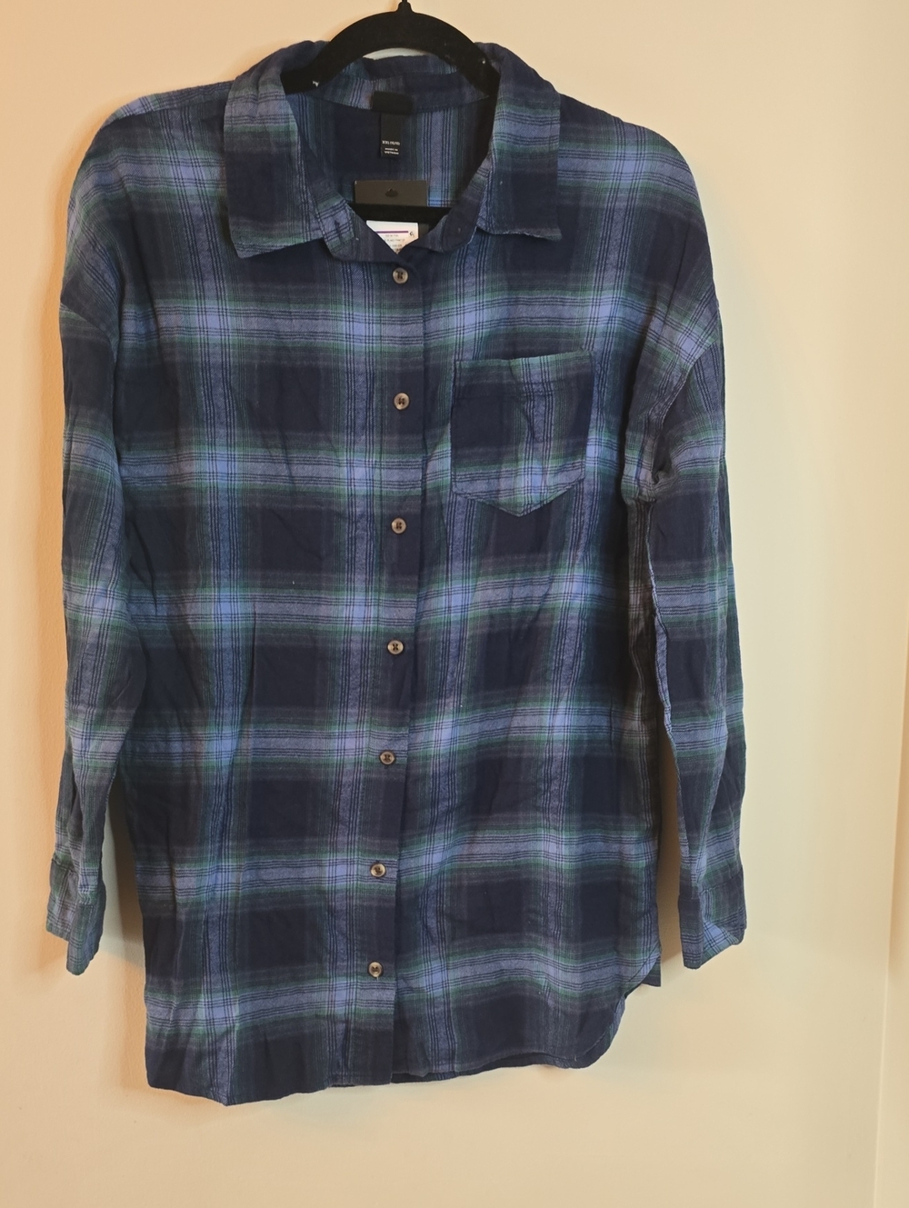 Art Class Boys Blue and Green Plaid Button Down Shirt Size XXL 16/18